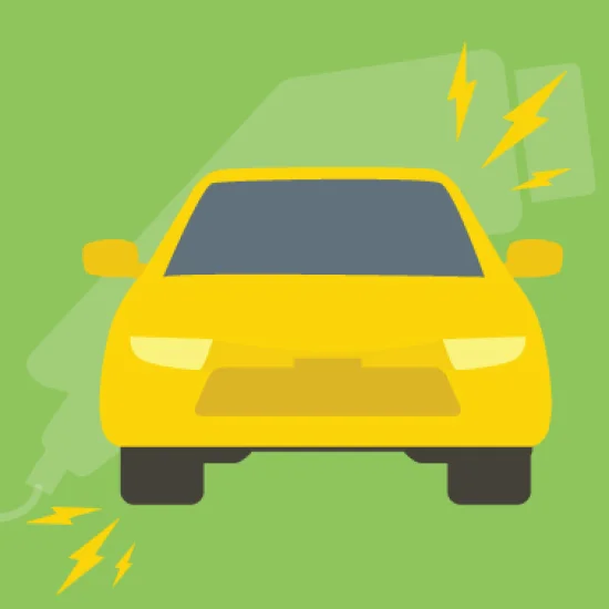 Yellow car on green background graphic