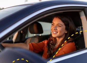 Smiling woman in drivers seat