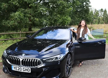 woman with bmw 8 series