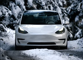 Tesla model in snow