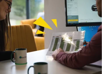 Business meeting at desk