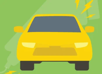 Yellow car on green background graphic