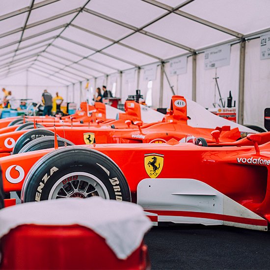 Ferrari cars lined up