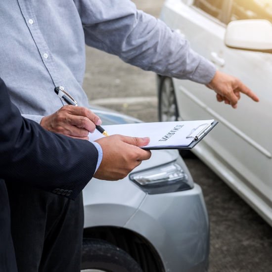 men writing with a car