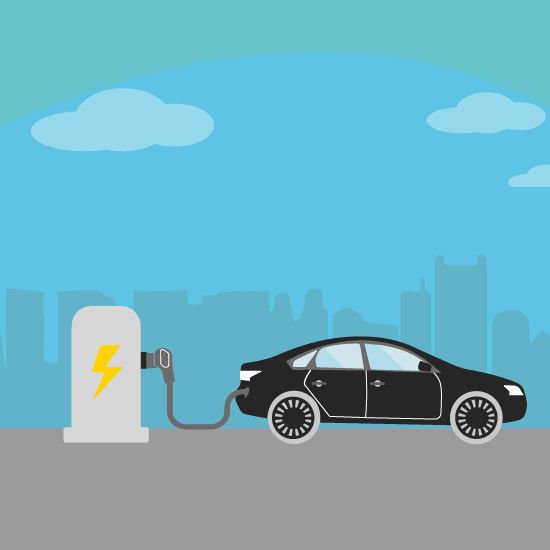 Electric car charging graphic