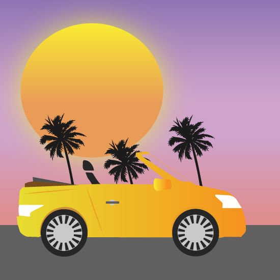 sunset convertable graphic